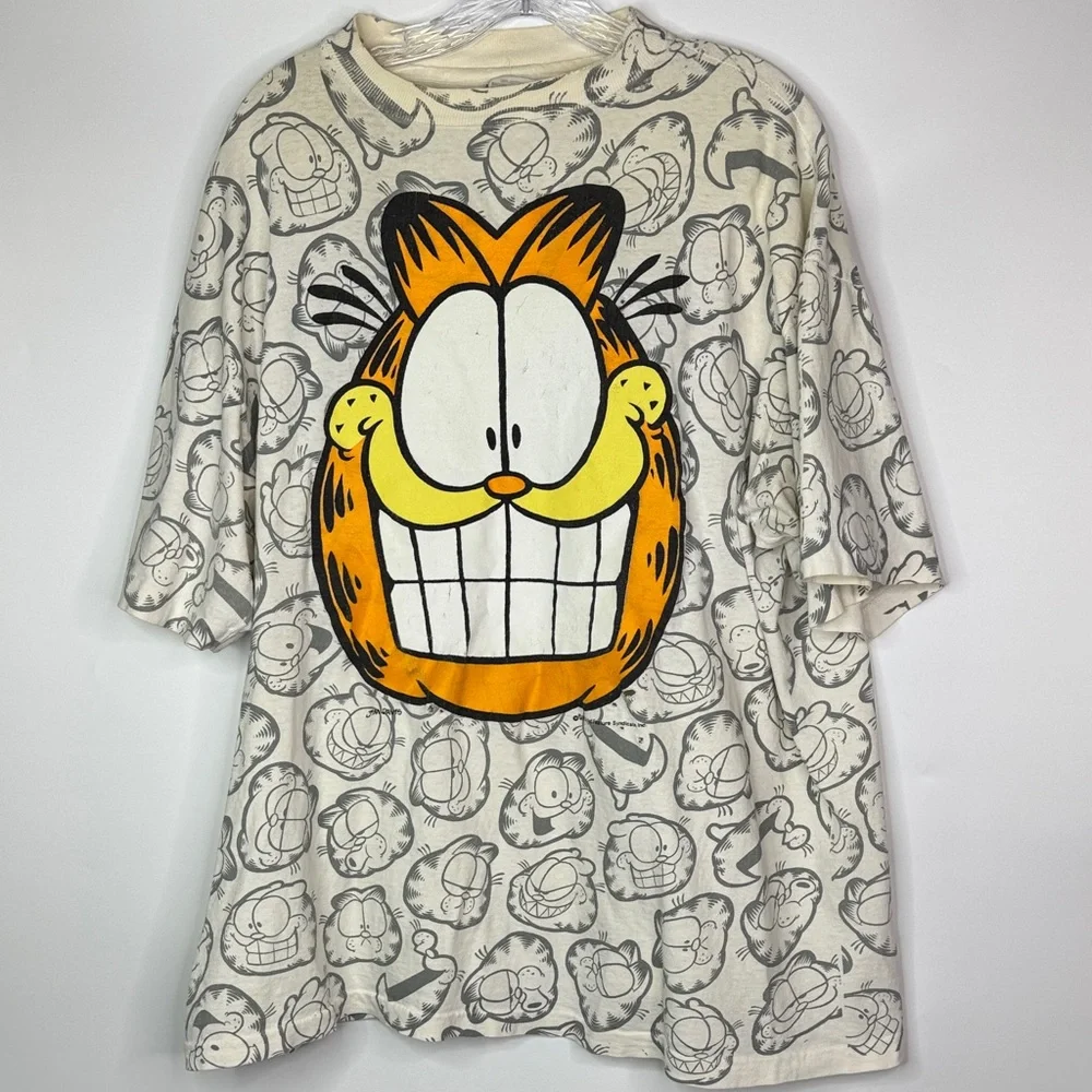 Vintage Garfield Cat AOP Tshirt Sun Tag XL - Picture 1 of 15